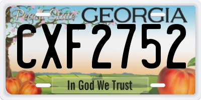 GA license plate CXF2752