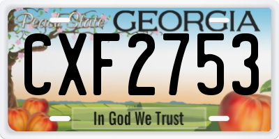 GA license plate CXF2753