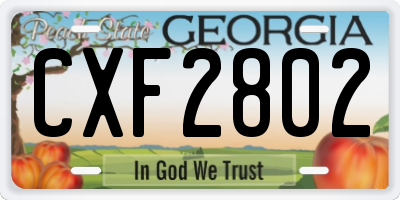 GA license plate CXF2802