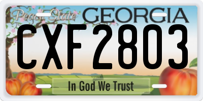 GA license plate CXF2803