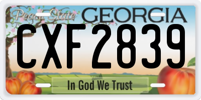 GA license plate CXF2839