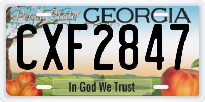 GA license plate CXF2847