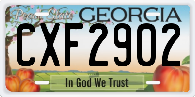 GA license plate CXF2902