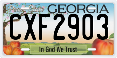 GA license plate CXF2903