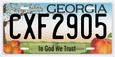GA license plate CXF2905