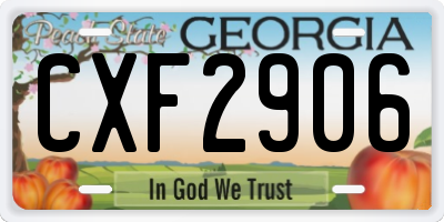 GA license plate CXF2906