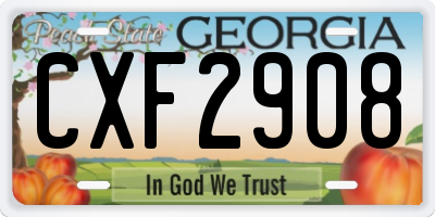 GA license plate CXF2908