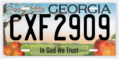 GA license plate CXF2909