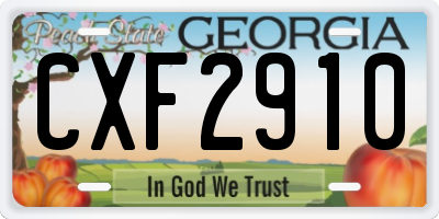 GA license plate CXF2910
