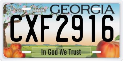 GA license plate CXF2916