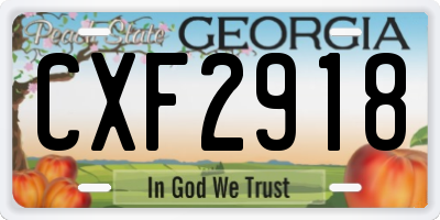 GA license plate CXF2918