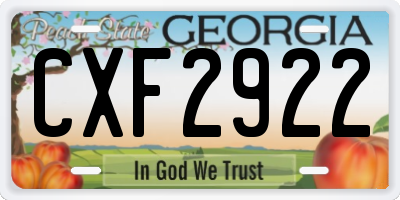 GA license plate CXF2922