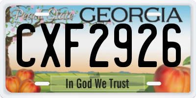 GA license plate CXF2926