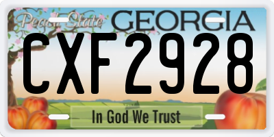 GA license plate CXF2928