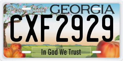 GA license plate CXF2929