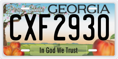 GA license plate CXF2930