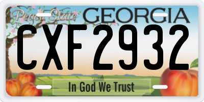 GA license plate CXF2932