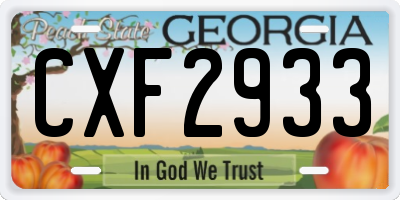 GA license plate CXF2933