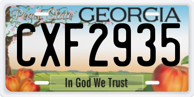GA license plate CXF2935