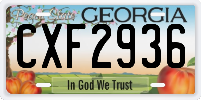 GA license plate CXF2936