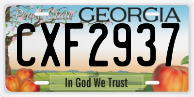 GA license plate CXF2937