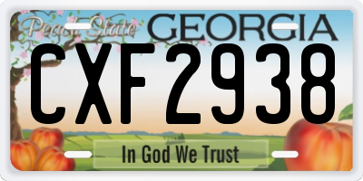 GA license plate CXF2938
