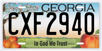 GA license plate CXF2940