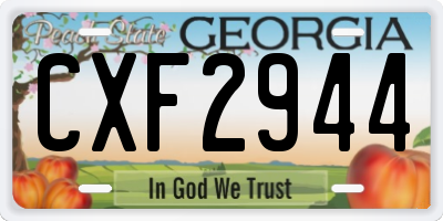 GA license plate CXF2944