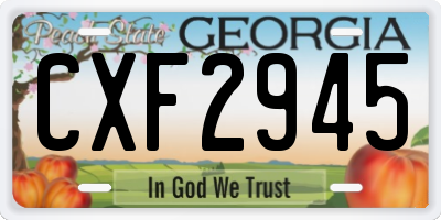 GA license plate CXF2945