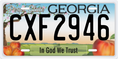 GA license plate CXF2946