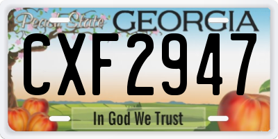 GA license plate CXF2947