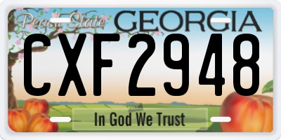 GA license plate CXF2948