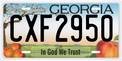 GA license plate CXF2950