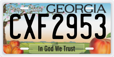 GA license plate CXF2953
