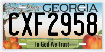 GA license plate CXF2958