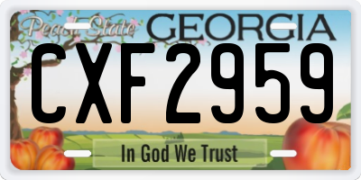 GA license plate CXF2959