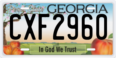 GA license plate CXF2960