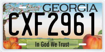 GA license plate CXF2961