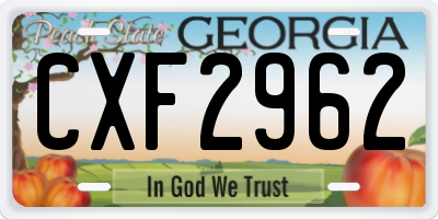 GA license plate CXF2962