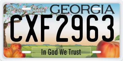 GA license plate CXF2963