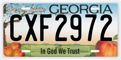 GA license plate CXF2972