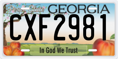 GA license plate CXF2981
