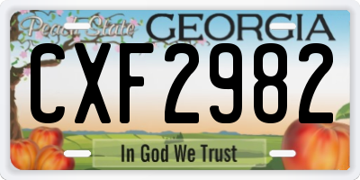 GA license plate CXF2982