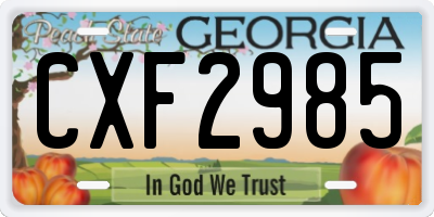 GA license plate CXF2985
