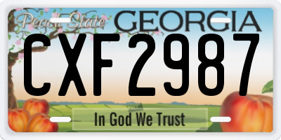 GA license plate CXF2987