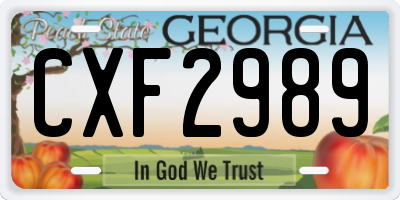 GA license plate CXF2989