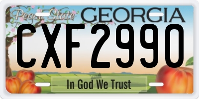 GA license plate CXF2990
