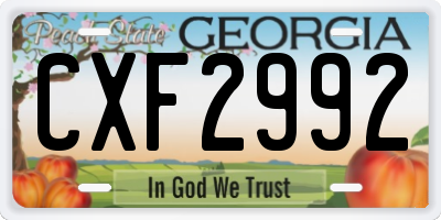 GA license plate CXF2992