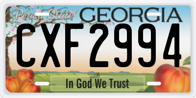 GA license plate CXF2994