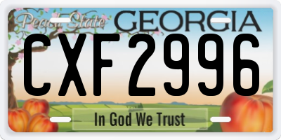 GA license plate CXF2996